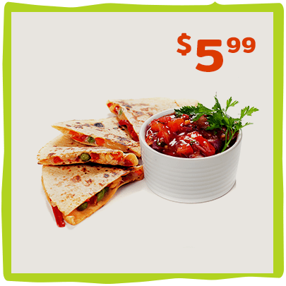 Quesadilla wedges beside a bowl of salsa